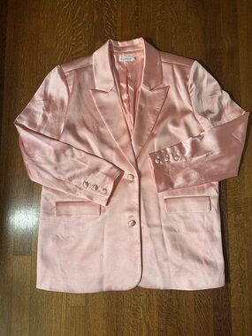 Good American Pale Pink Satin Blazer